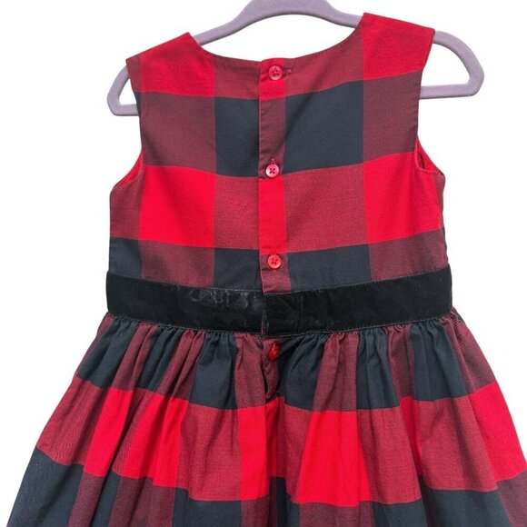 CARTER'S Holiday Dress 24 mos Baby Girls Buffalo Check Red Black Bow Christmas - Picture 3 of 9